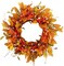 Artificial Orange Autumn Wreath with Pumpkin Berries Eucalyptus Maple Leaf Wreath for Front Door Window Wall Thanksgiving Harvest Festival Decor